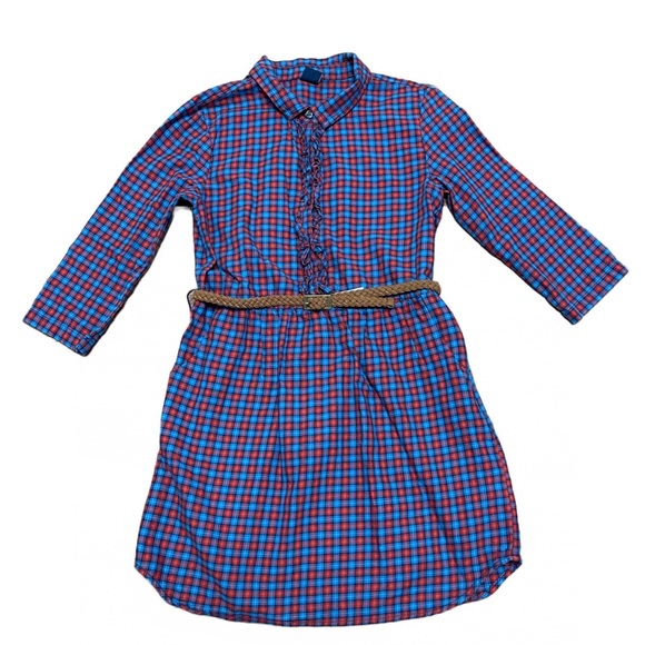 GAP Other - Gap Girls Cotton Button Down Shirt Dress with Belt Size Large 10 Blue Red